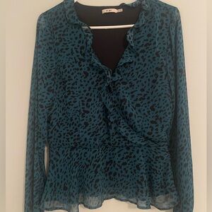 Miami Teal and Black Patterned Blouse